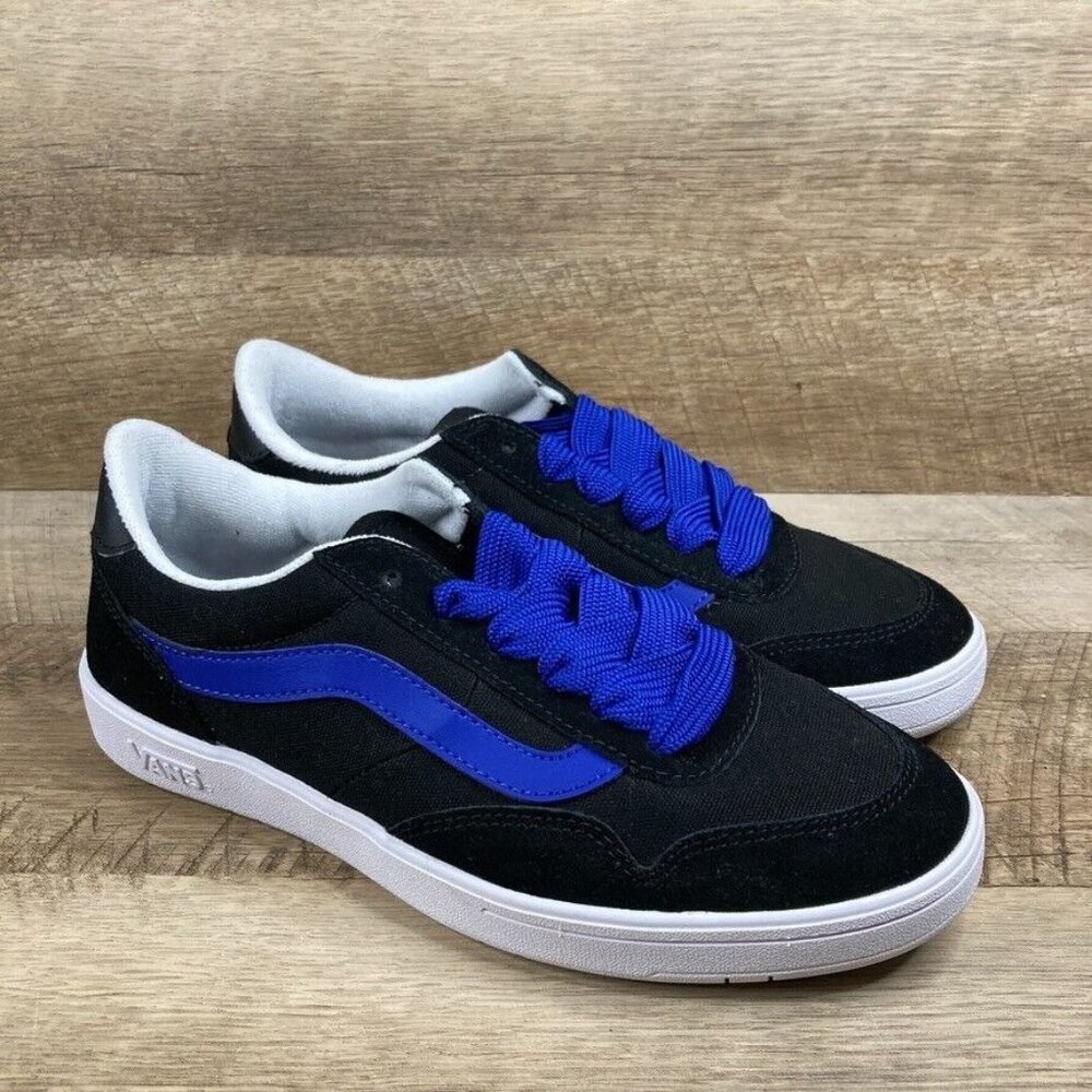 VANS Cruze Too CC 90's Retro Black Blue Suede Canvas Shoes Mens 7 Womens 8.5 NEW